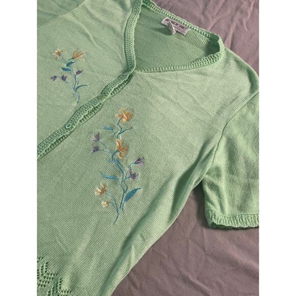 Vintage Y2K Brownstone Studio New York Green knit Top SZ 1X - Picture 2 of 7